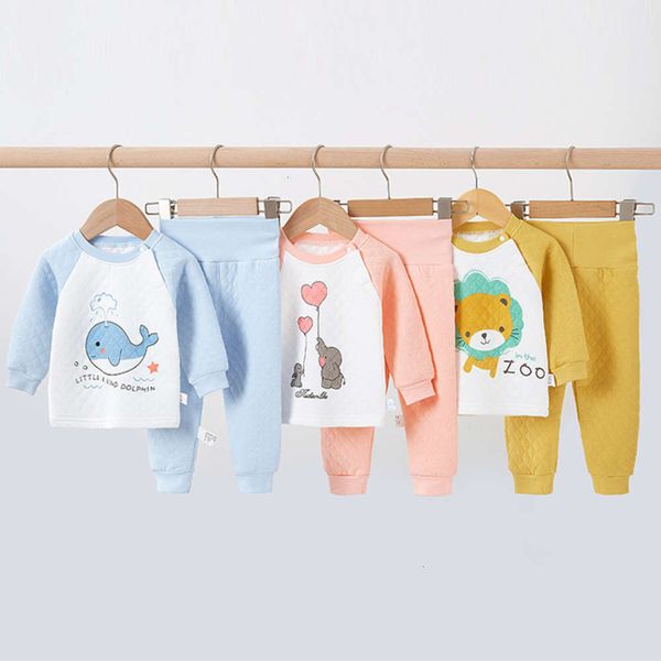 

underwear baby thermal set winter boys and girls thickened cotton et cloth autumn trousers high waist belly protection, Blue;red