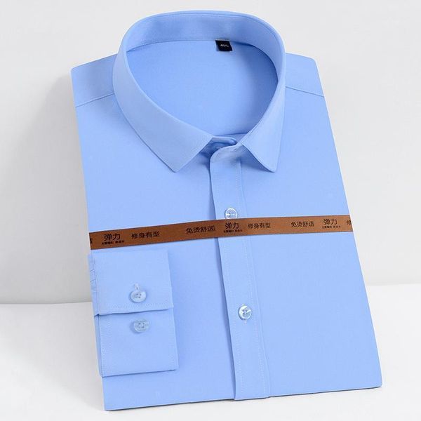 

men's dress shirts men's classic long sleeve solid pocket-less design standard-fit formal business work office basic shirt1, White;black
