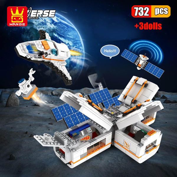 

wange 732pcs city space building blocks lunar космической станции модель set creator идеи shuttle спутниковое кирпичи игрушки для детей qylq