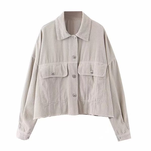 

za autumn winter women's cotton corduroy loose coat warm outwear oversize coats female shirtwear jacket woman clothes 201112, Black;brown