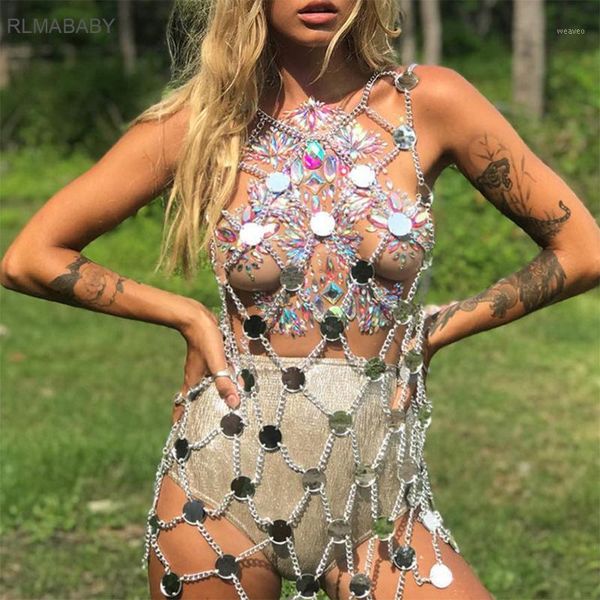 

rlmababy fashion handmade round sequin mini dress o neck sleeveless hollow out chain women dress night club party sexy1, Black;gray