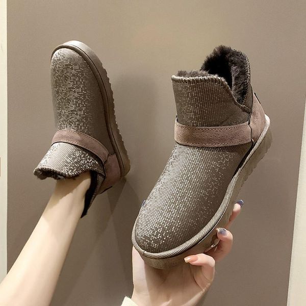 

woman flat boots plush round toe winter shoes for women boots-women crystal australia luxury designer booties ladies, Black