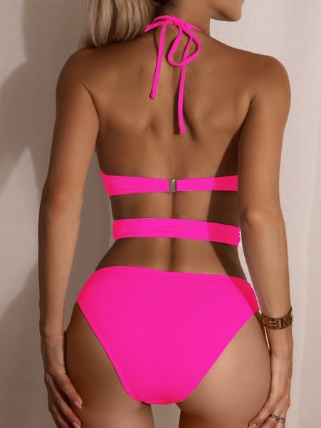 

plain cut-out halter one piece swimsuit 55nx#, White;black