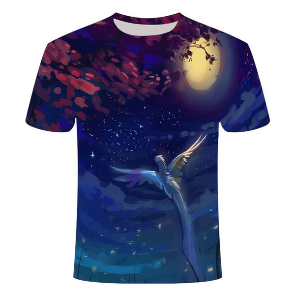 

anime palm tree beach men 3d print shirts humor aesthetic kawaii men clothing