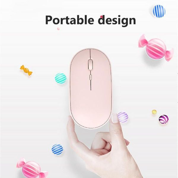 

mice dual mode wireless mouse candy color rechargeable bluetooth mini gaming ultra-thin 2.4g v0m9