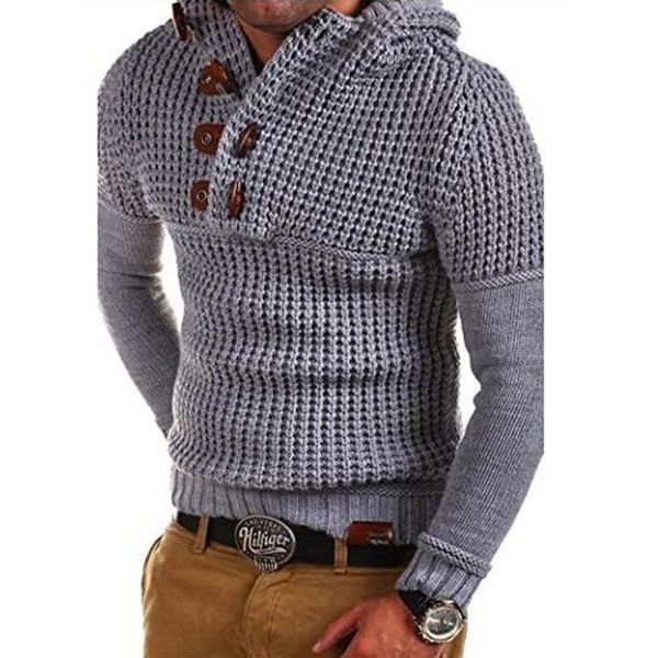 

running jackets minimalist buckle men's sweater gray black classic male fall winter long sleeve slim fit soft knitted outwear plus size, Black;red