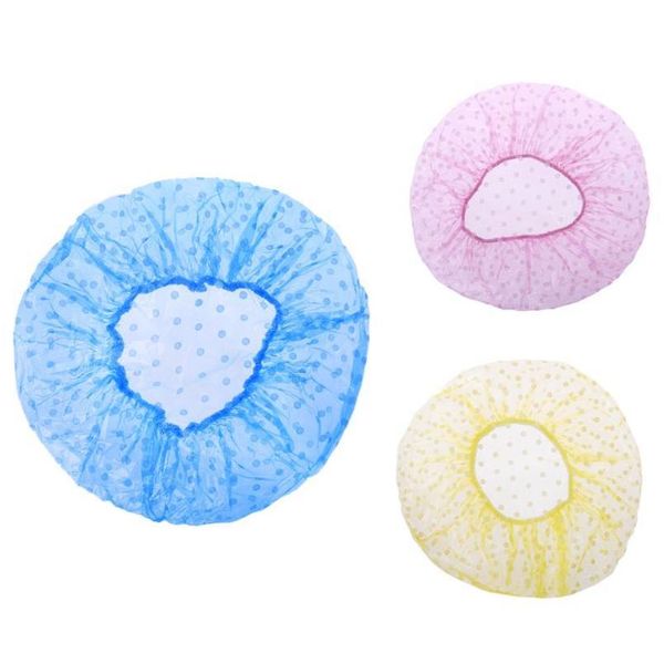 

10pcs disposable shower hair cap stretchy polka dot colorful bath hat waterproof 10pcs di wmtdza, Silver