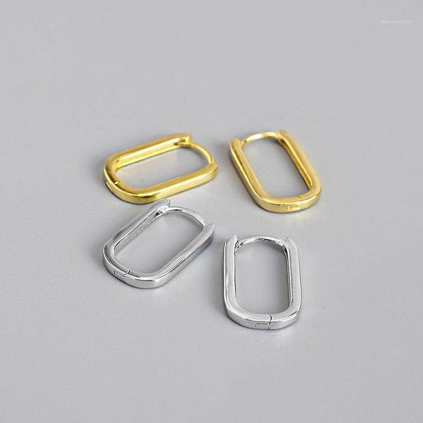 

925 sterling silver hoop earrings for women huggie earings oval minimalism gold silver fine jewelry hypoallergenic1, Golden;silver