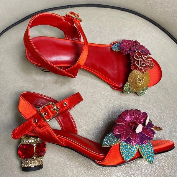 

2020 summer brand new floral 6cm high heeled sandals chic women's wedding shoes eu35-42 size by8091, Black