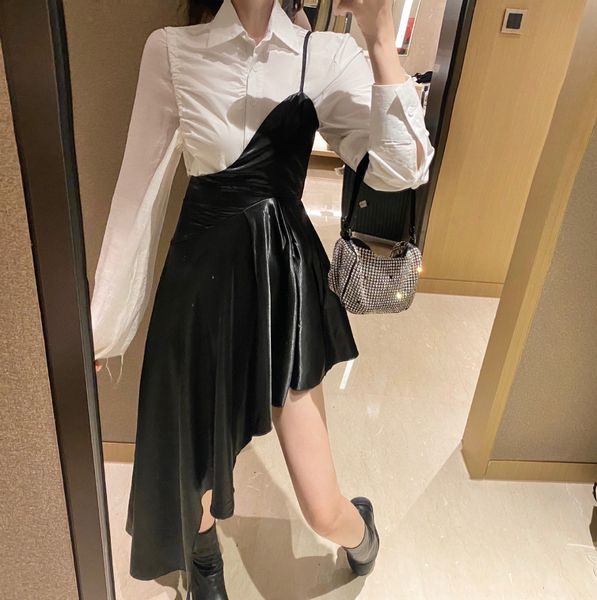 

9g8uq chic черного и костюм дизайнера нерегулярной ласточка костюм shirtlong белой рубашки рукав белой рубашка два куска подвязки рог хвост, Gray