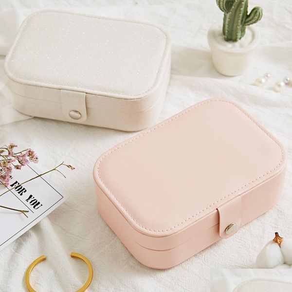 

new jewelry women 2 tiers jewelry portable box earrings travel case storage organizer con bbysia nana_shop, Pink;blue