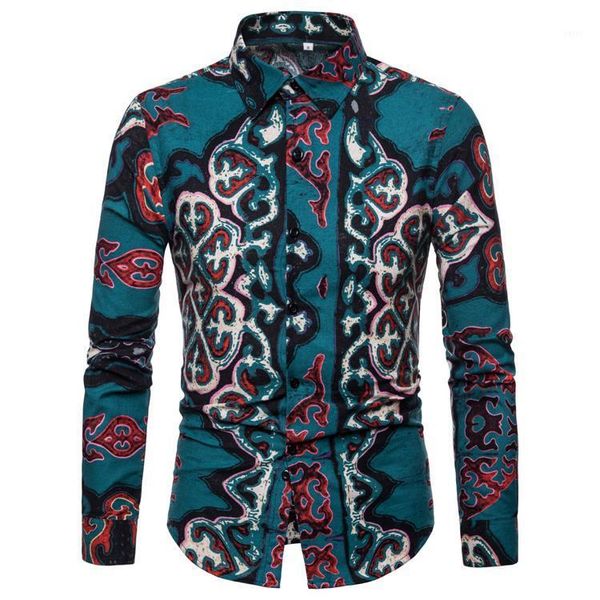 

european size 2020 new men's casual color shirt men autumn printing shirt men fashion long sleeve1, White;black