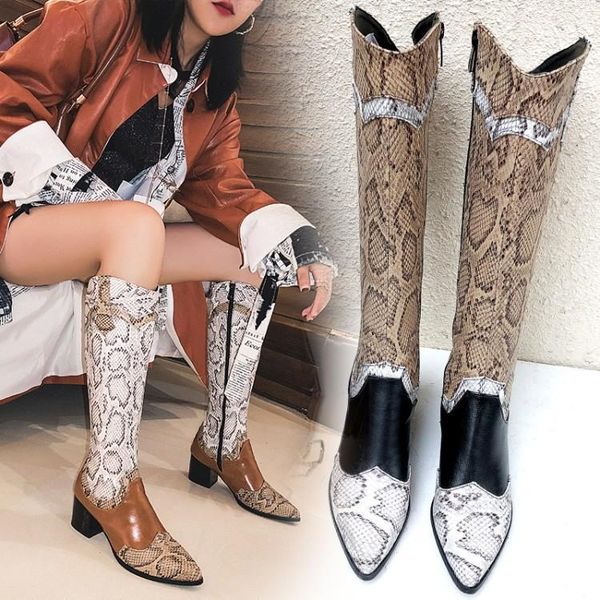 

boots women shoes 2021 pointed toe knee-high for 32-481, Black
