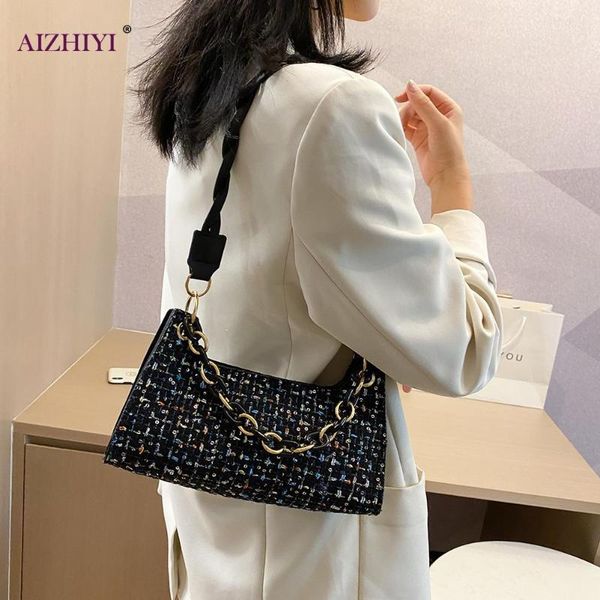 

autumn winter fashion woolen handbags acrylic chain women shoulder tote bag