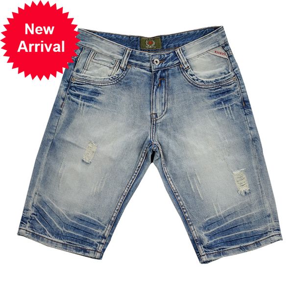 

2021 new summer streetwear men's breech breeches blue white light torn wash jeans denim hip shorts short pants lj92