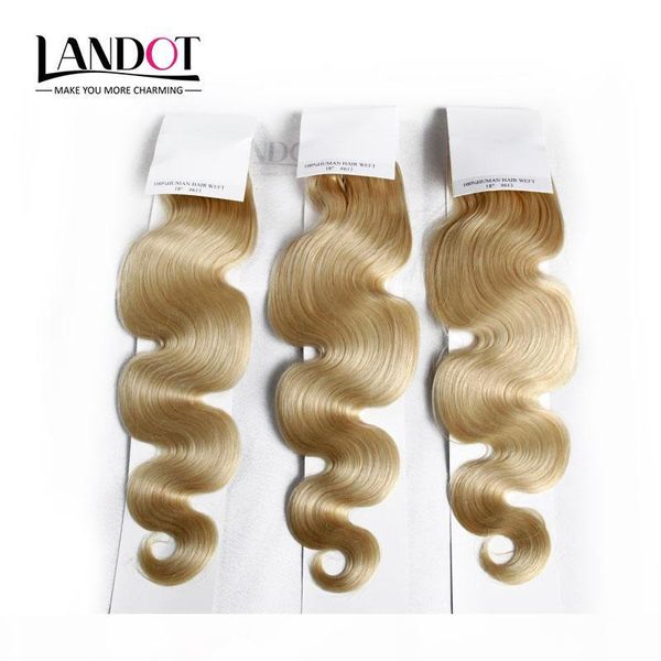 

peruvian body wave virgin hair grade 8a color #613 bleach blonde human hair weave bundles remy extensions 3 4pcs lot 12-30inch double wefts, Black
