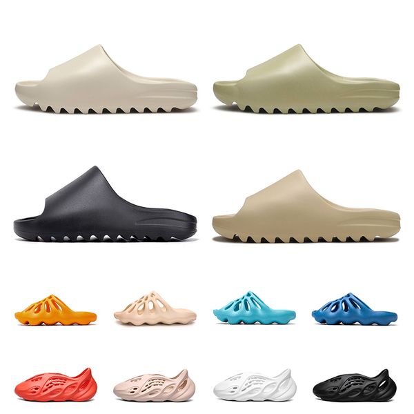 

2020 kanye west slides men women slippers 450 bone earth brown desert sand resin platform house outdoor sandals, Black