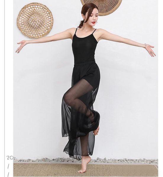 

chinese folk dance classical dance pants for women flowy chiffon wide leg maxi culottes trousers adults dancewear yoga balllet, Black;red