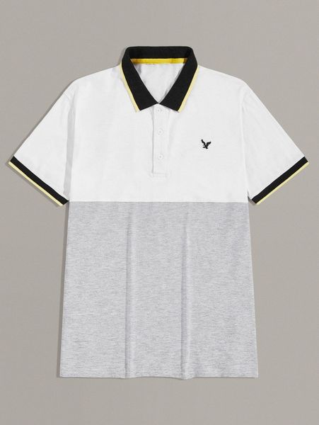 

men animal print contrast binding polo shirt n1ny#, White;black