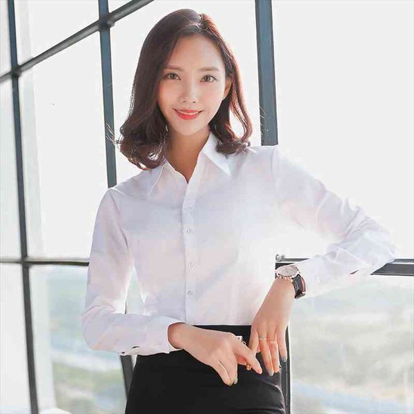 

women blouse long sleeve shirts striped solid color ladies office shirts white slim-fit female formal social blouses blusas