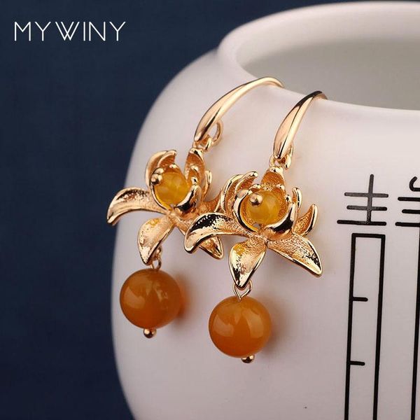 

dangle & chandelier mywiny with flowers earrings jewelry pistil, nature stones fashion vintage, Silver