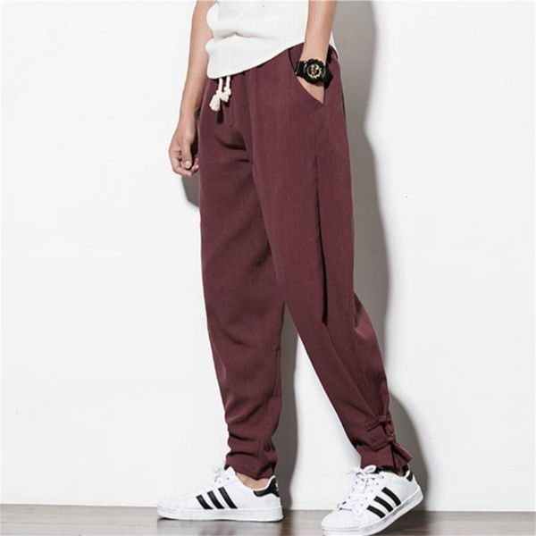 

new fashion hip hop baggy cotton linen harem pants men women plus size wide leg trousers new casual loose comfortable pants, Black;green