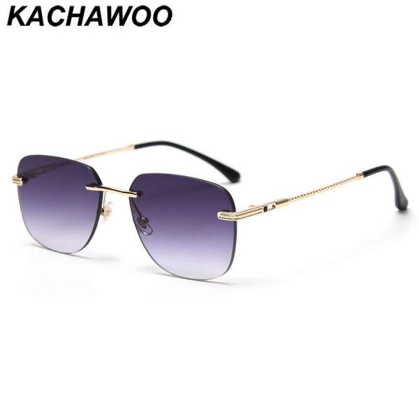 

sunglasses kachawoo square male frameless brown grey fashion sun glasses female birthday presents metal european, White;black