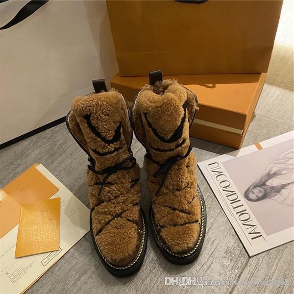 

latest autumn and winter ankle boots, womens ankle boots, calf leather splicing wool mountaineering boots with box size 34-40, Black