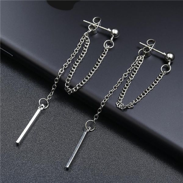 

korean version earrings tassel punk jewelry fashion retro long earrings chain metal texture earring brincos dangle, Silver