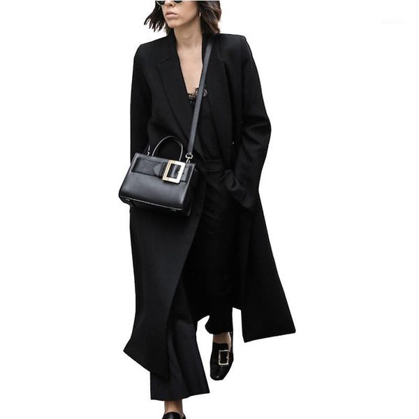 

ael plus size loose warm wool long winter coat turn-down collar wool coats women street wear elegant outerwear for women1, Black