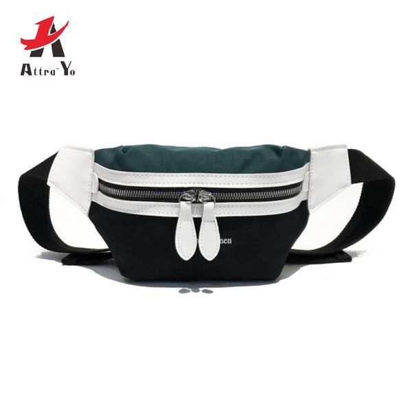 

attra-yo women waist bag girl canvas leisure pack paneled letter fanny belt pack fashion versatile female chest crossbody bag