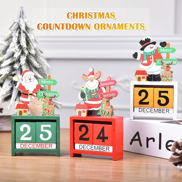

calendar wooden advent countdown santa xmas claus ornaments navidad christmas cartoon elk mini deskset