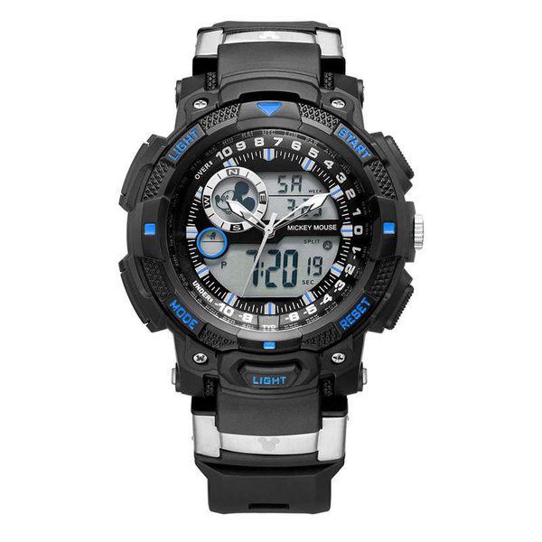 

cool multi-function double display movement waterproof luminous student watch 268, Blue
