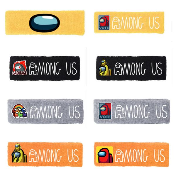 

game among us headband men women cartoon anime hairband sports sweat band hair hoop elestic terry hair snood hairlace hair clasp g11201, Slivery;white