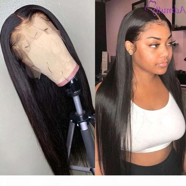 

hd transparent wig 13x4 13x6 straight human hair peruvian lace front wigs pre plucked 180 density remy, Black;brown