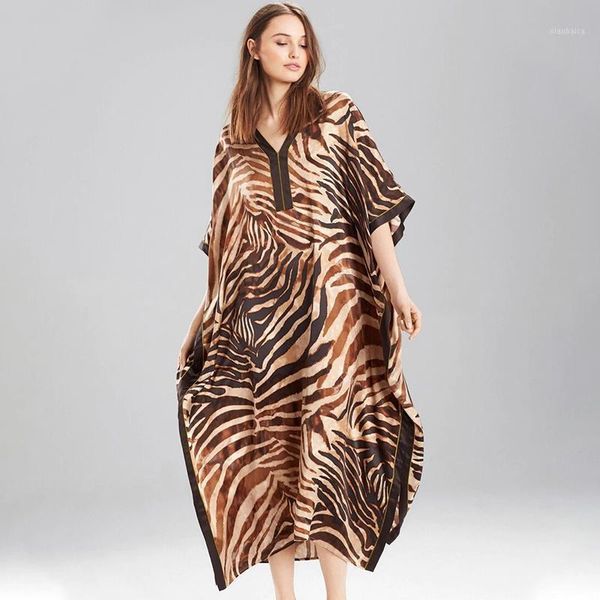 

2021 boho leopard printed v-neck half sleeve high waist summer beach dress tunic women beach wear bats sleeve maxi dresses n12141, Black;gray