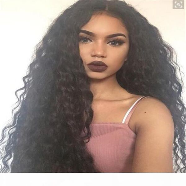 

high density 6a glueless full lace wigs peruvian kinky curly lace front wig full lace human hair wigs for black women, Black;brown