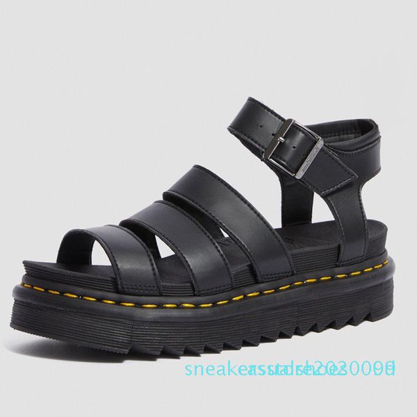

luxury designer gladiator sandals women black summer causal comfortable genuine leather buckle dr martin platform sandals size 35-40 s09