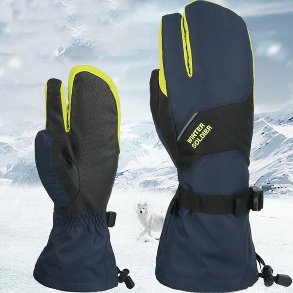 

ski gloves winter waterproof warm thick touch screen three-finger gloves for men women cycling outdoor climbing 201104, Blue;gray