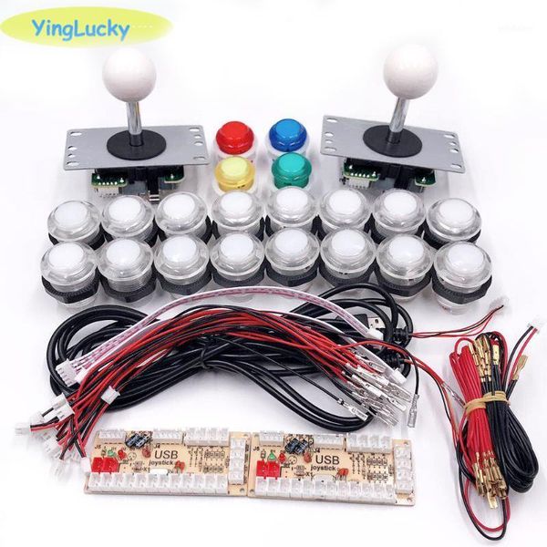 

game controllers & joysticks 2 players joystick arcade diy kit led parts button + usb encoder controller for mame raspberry pi 31