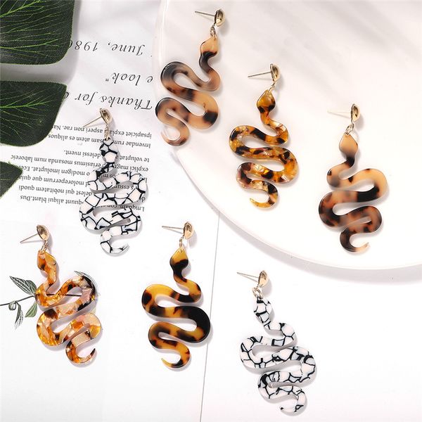 

fashion snake shape earrings acrylic resin lightweight hoop drop earrings statement dangle stud earring jewelry for women kimter-k169fa