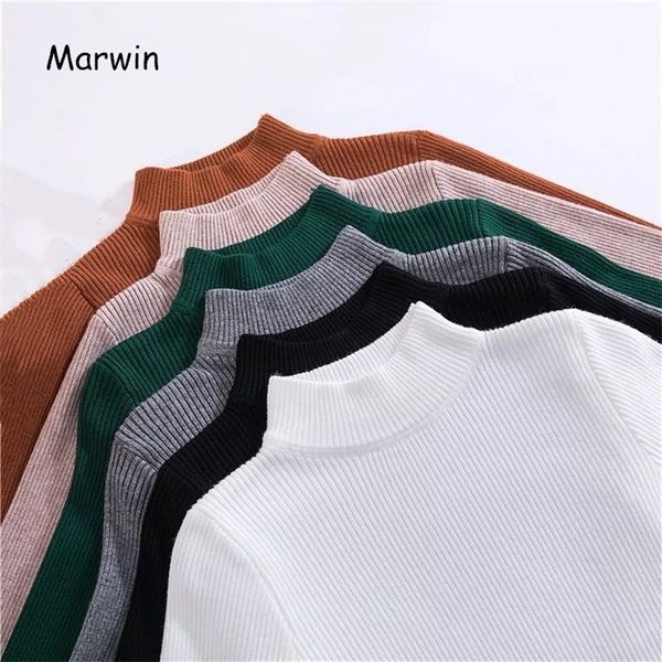 

marwin new-coming autumn winter turtleneck pullovers sweaters primer shirt long sleeve short korean slim-fit tight sweater lj200826, White;black
