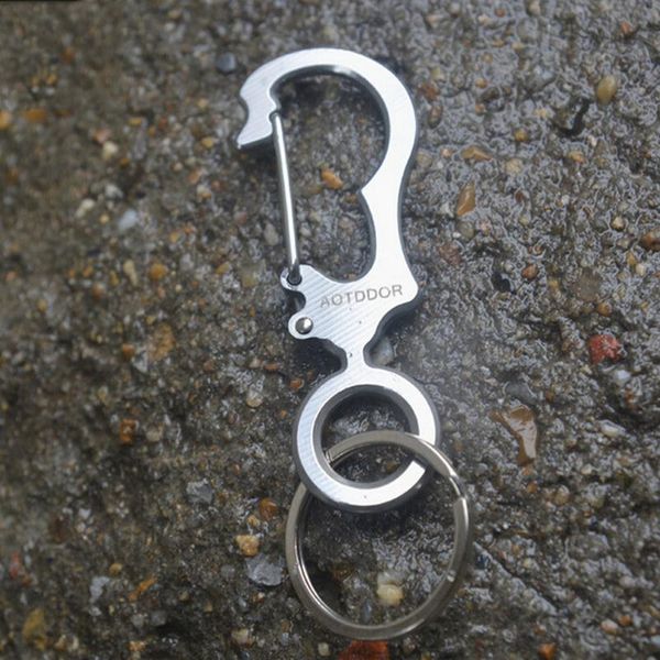 

1pc siliver mini key ring carabiner bottle hook paracord camping accessories outdoor multifunction keychain 1pc qylgtv