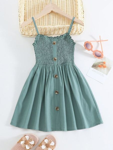 

toddler girls shirred frill trim cami dress she, Red;yellow