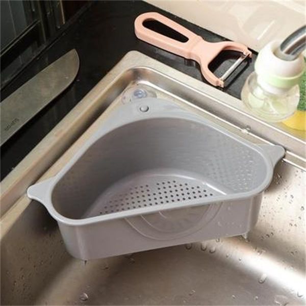 

kitchen storage rack drain basket shelves with suction cup sink corner pp plastic sponge brush cloth strainer basket draining racks 242 g2