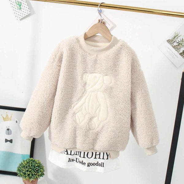 

plush autumn girls' and winter new pullover fashion korean zhongda children's thickened sweater wh0j, Black