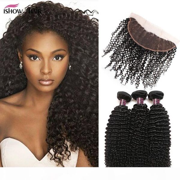 

8a brazilian curly human hair wefts wholesale 3bundles with 13x4 lace frontal ear to ear full head natural color hair bundles, Black