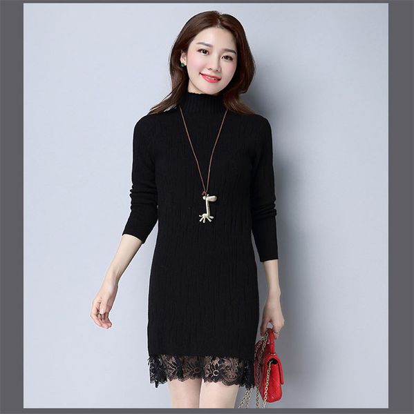

2021 new and sweaters, women's turtlenecks, autumn, slim green mesh , wxf650 lace. jsjf, White;black