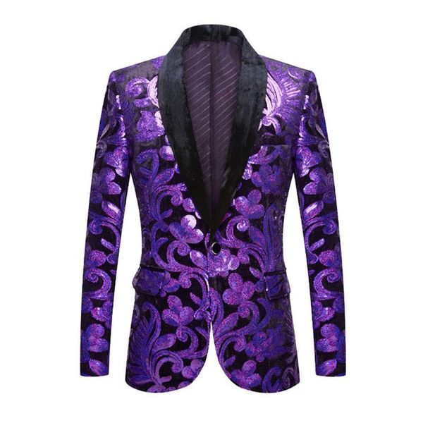 

formal velvet embroidery sequins blazers men's singer host evening party glitter suits jacket studio slim tuxedo stage costume, White;black