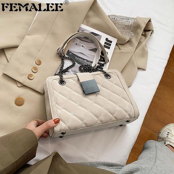 

elegant diamond lattice flap handbag autumn women solid color square magnetic buckle bolsa trendy chain pu leather crossbody bag